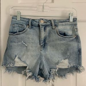 light wash denim shorts